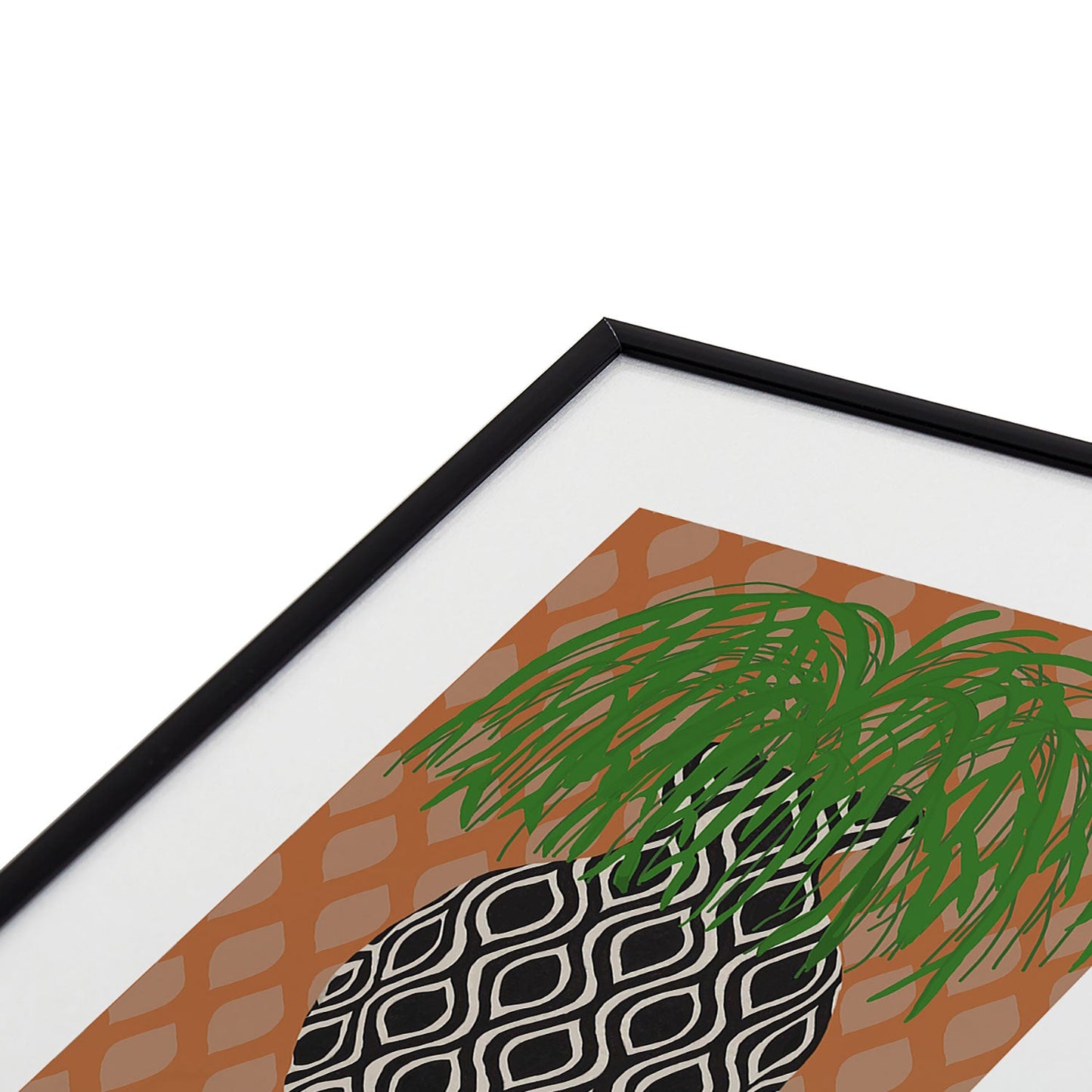 Coco de Paris Green plant retro style 3 Metal Framed Art Print