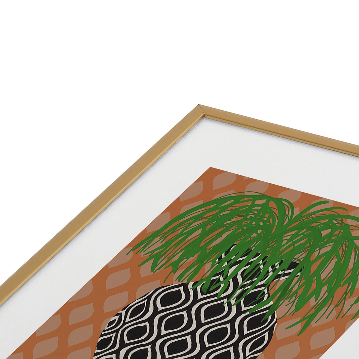 Coco de Paris Green plant retro style 3 Metal Framed Art Print