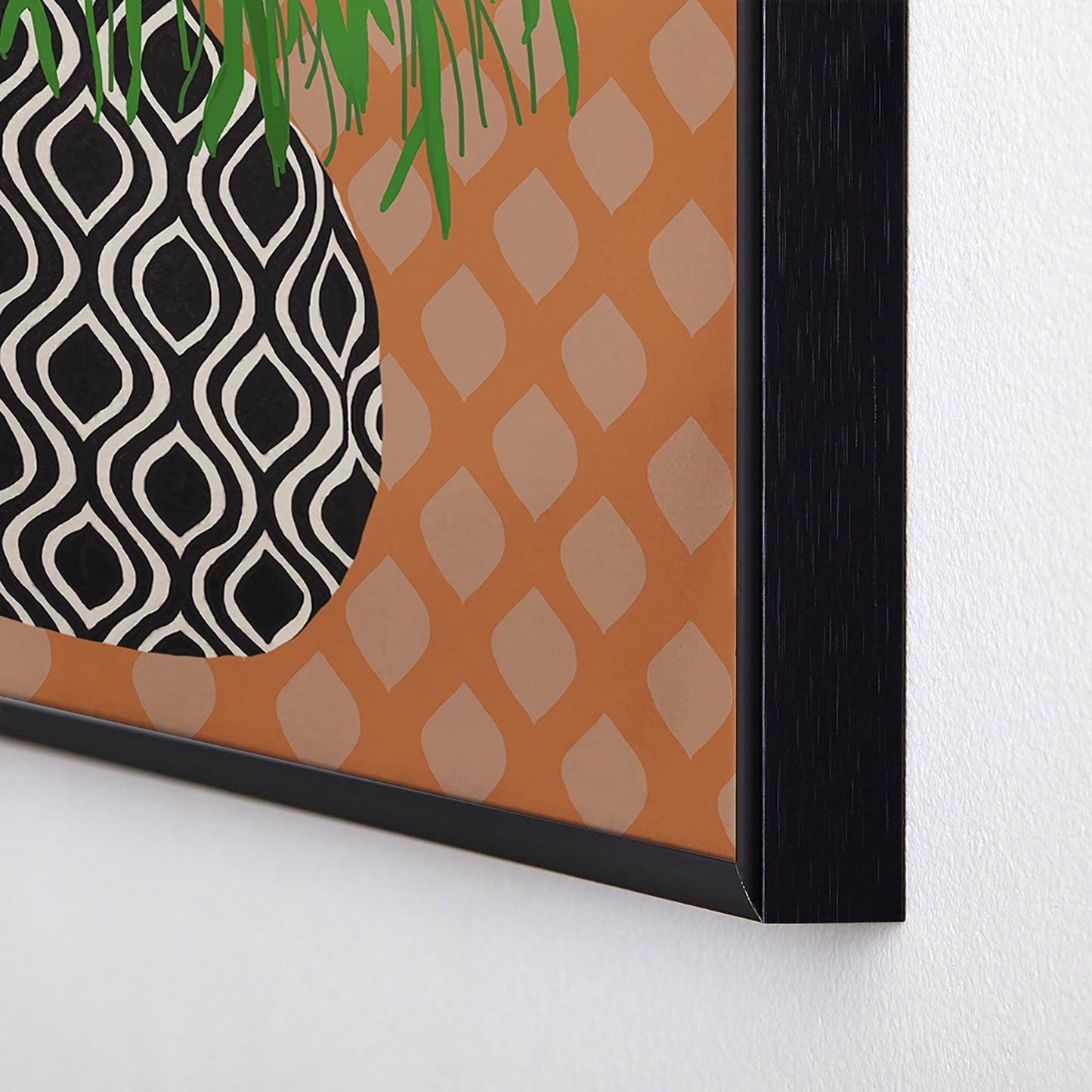 Coco de Paris Green plant retro style 3 Square Metal Framed Art Print