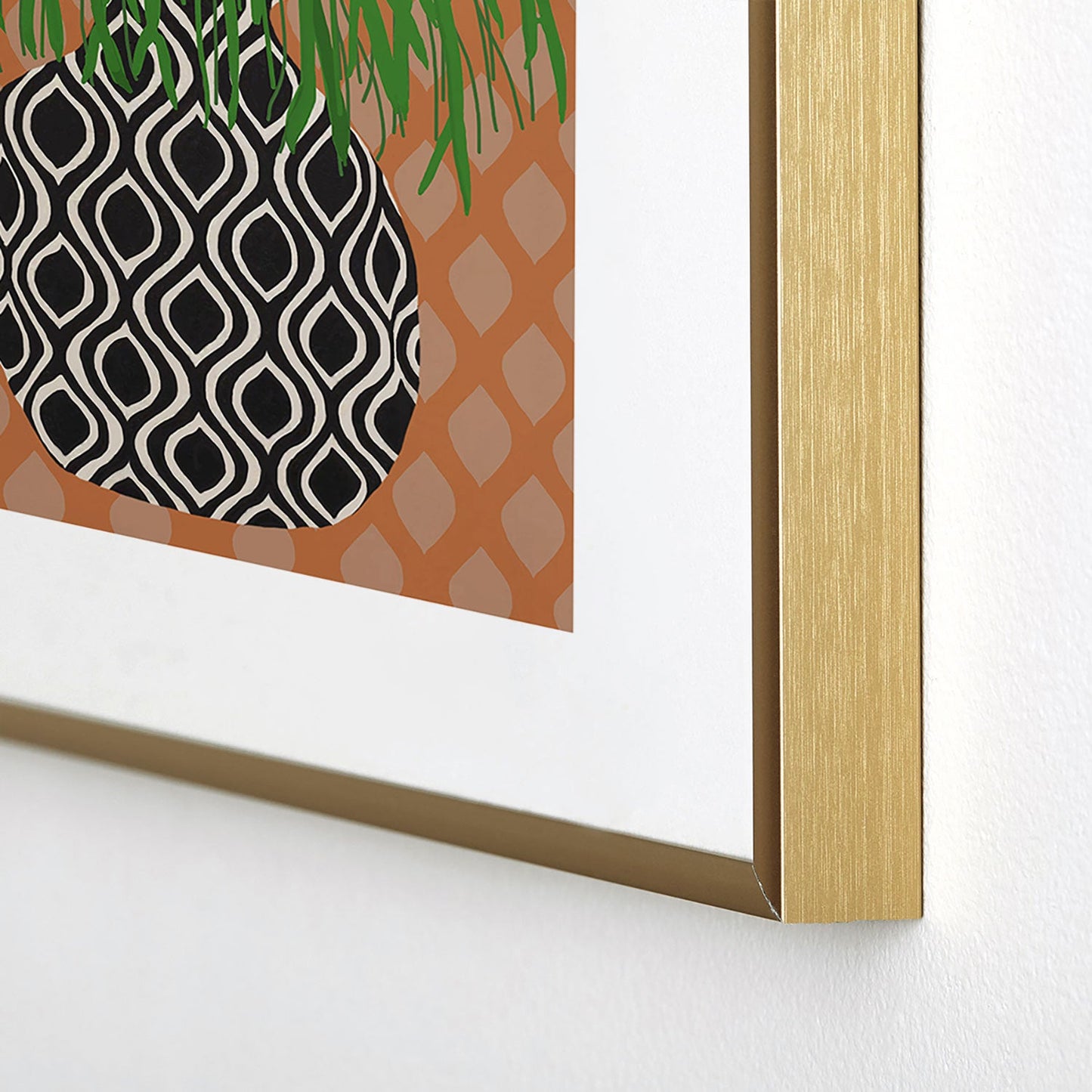 Coco de Paris Green plant retro style 3 Metal Framed Art Print