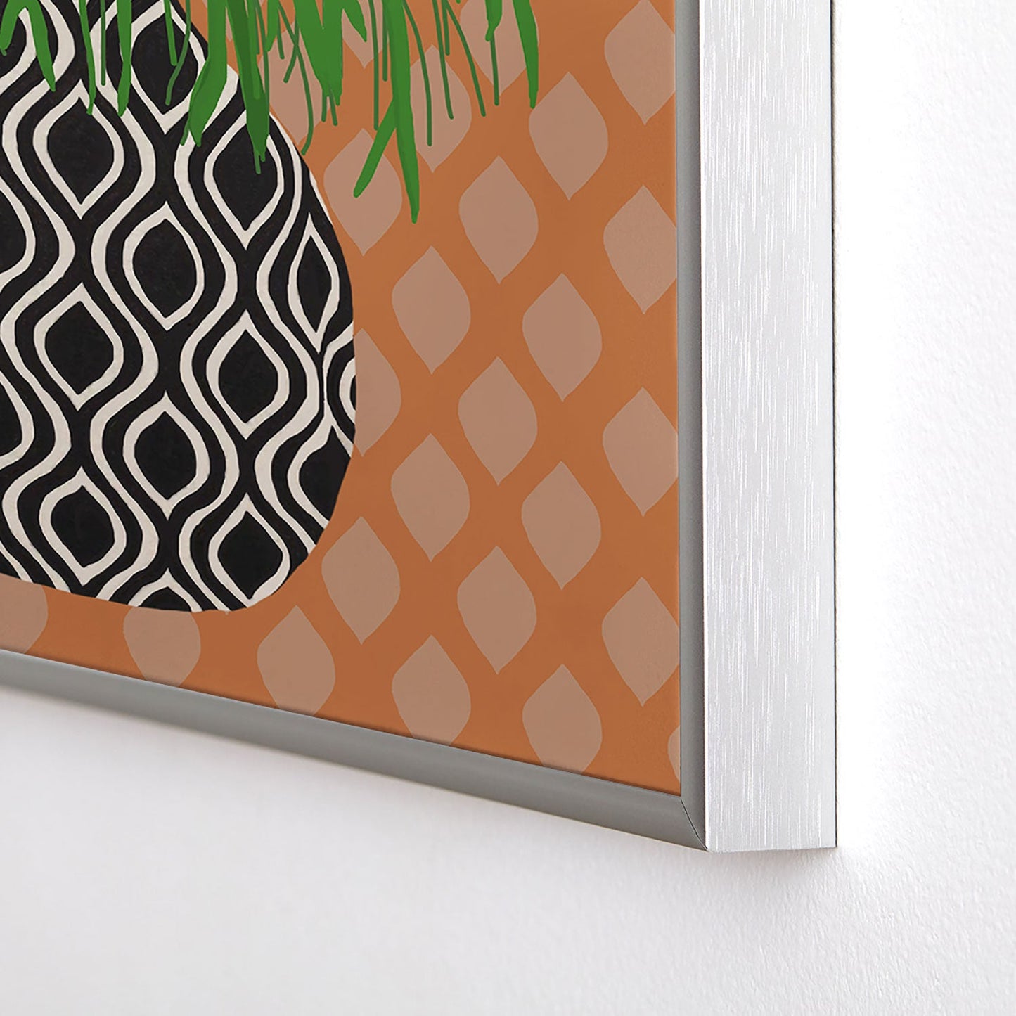 Coco de Paris Green plant retro style 3 Square Metal Framed Art Print