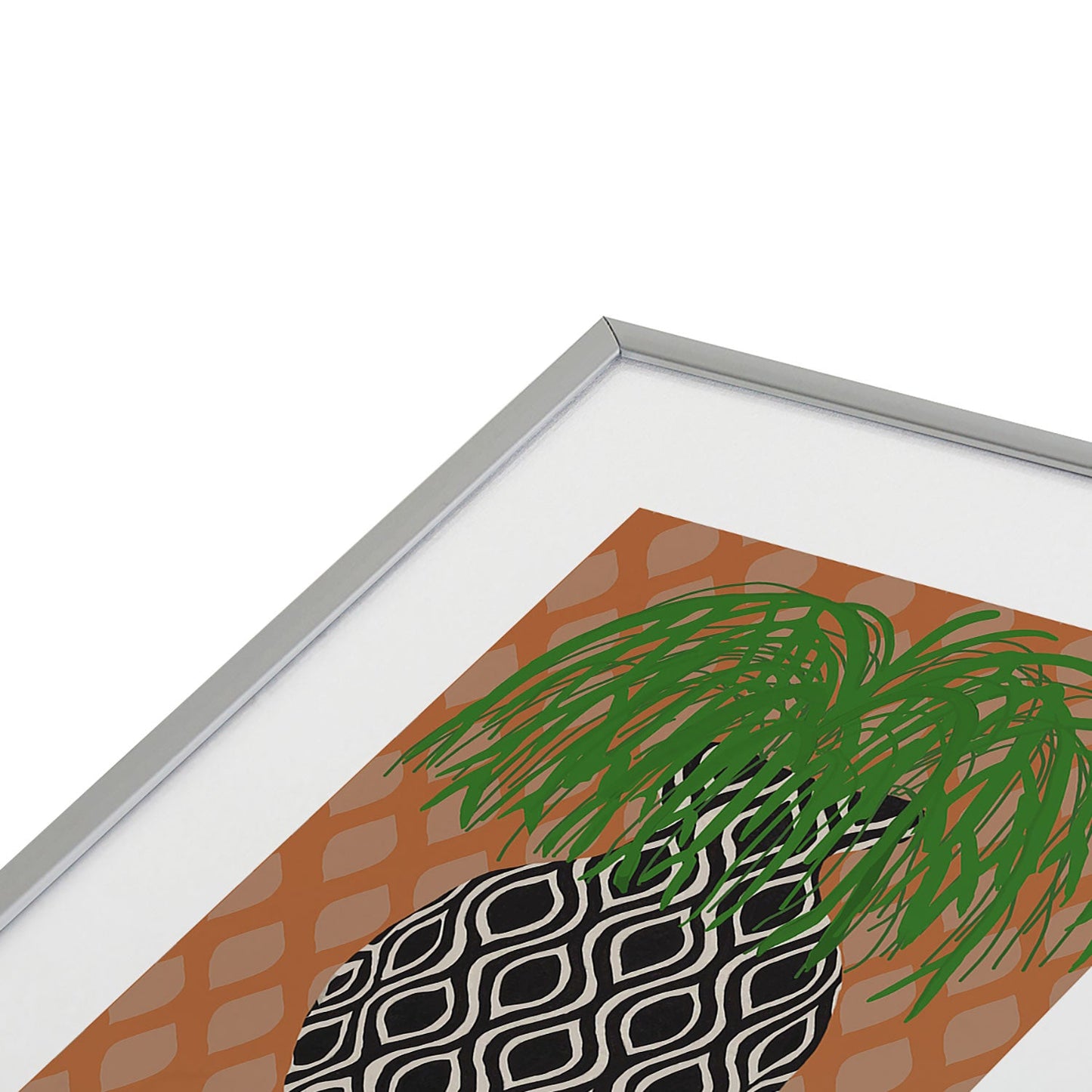 Coco de Paris Green plant retro style 3 Metal Framed Art Print
