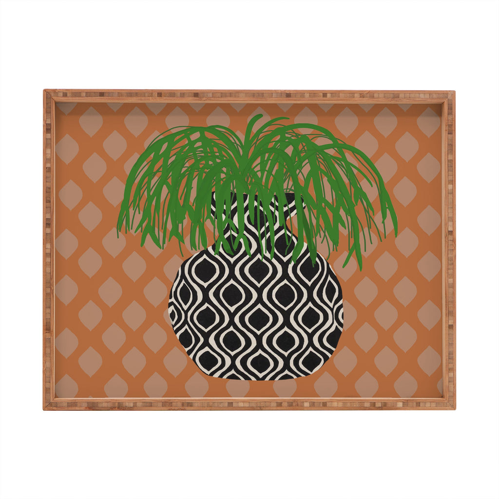 Coco de Paris Green plant retro style 3 Rectangular Tray