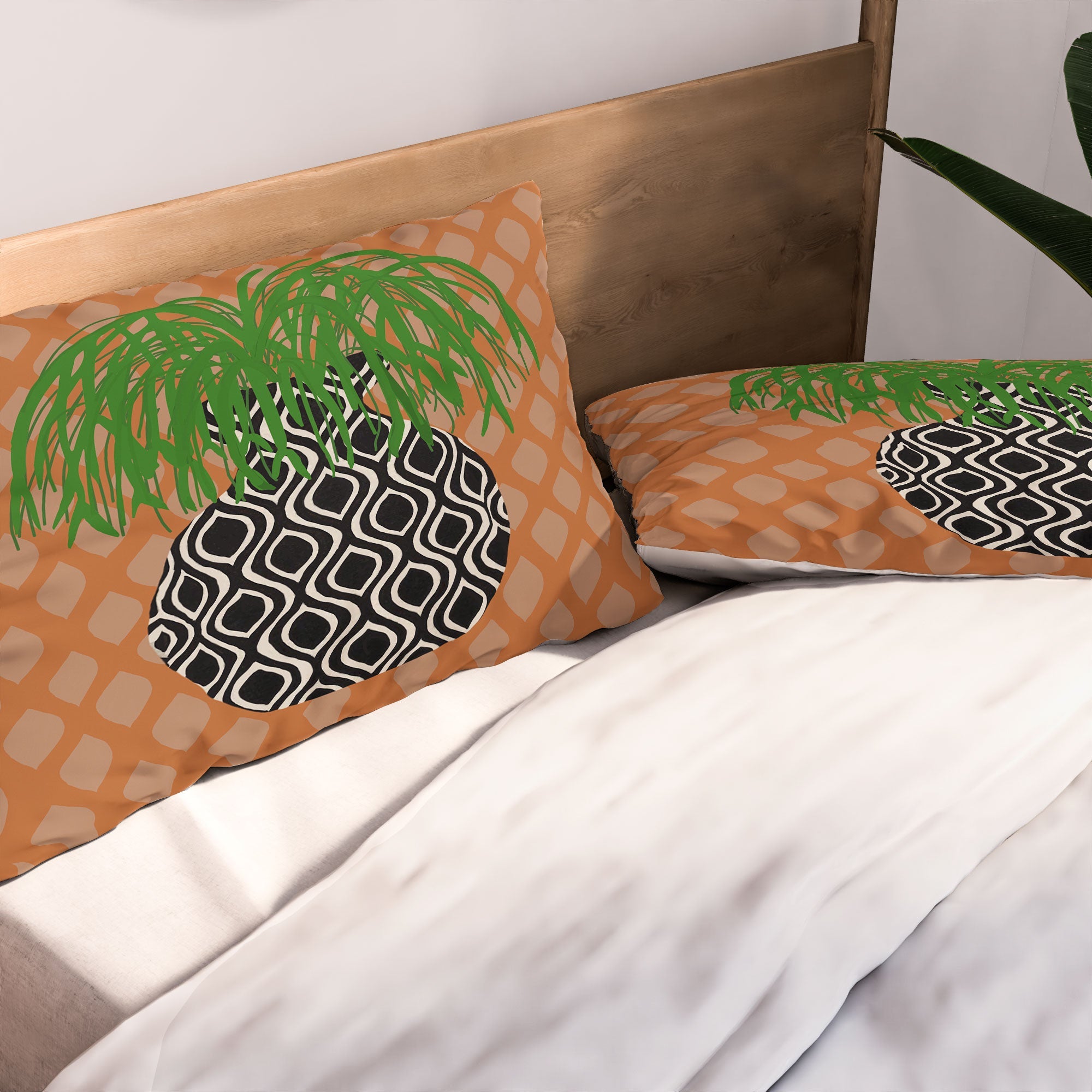Coco de Paris Green plant retro style 3 Pillow Shams