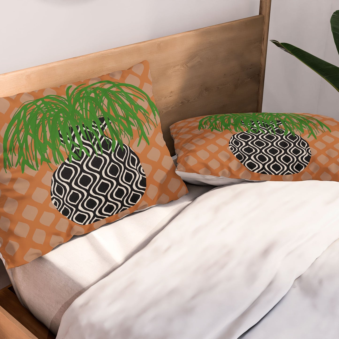Coco de Paris Green plant retro style 3 Pillow Shams