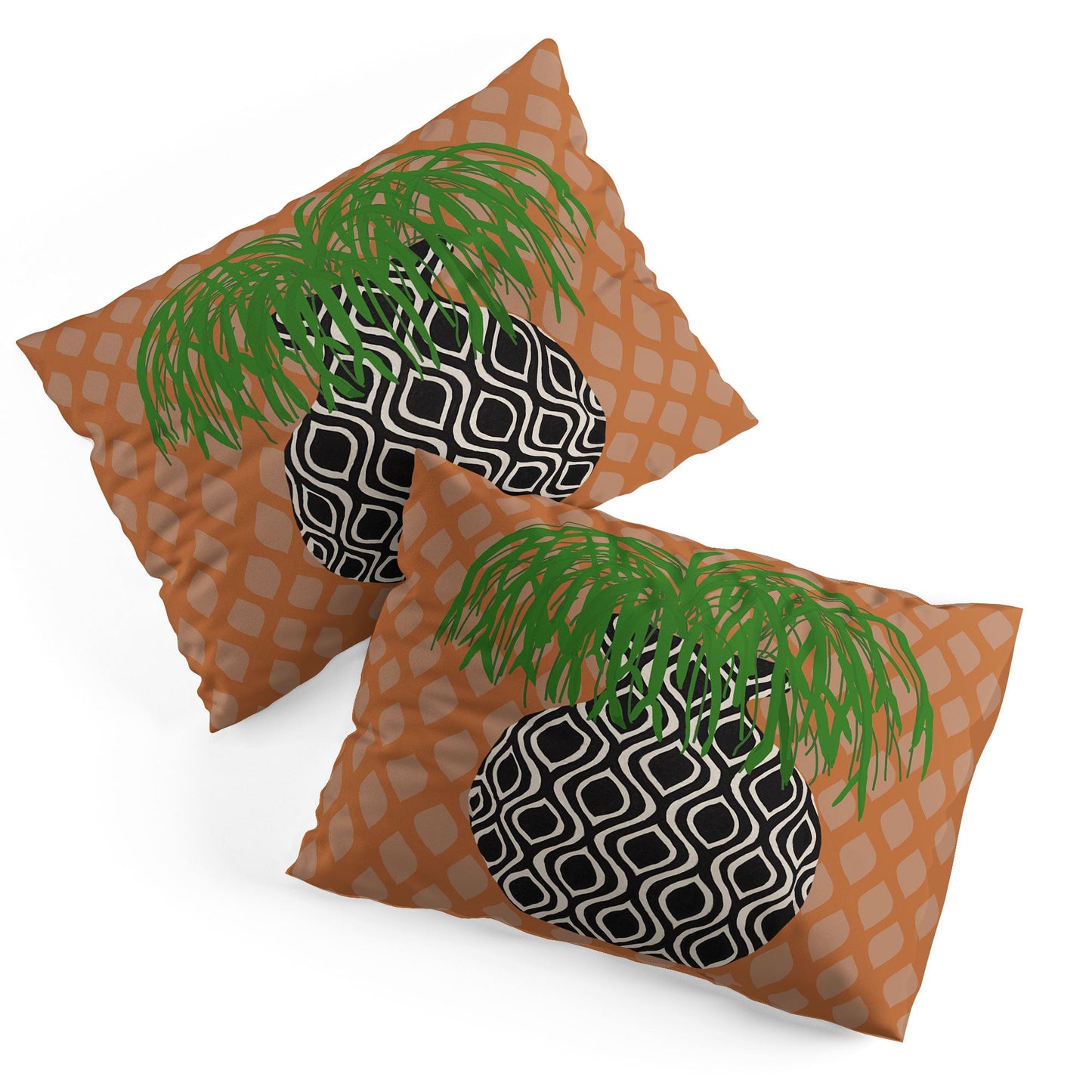 Coco de Paris Green plant retro style 3 Pillow Shams