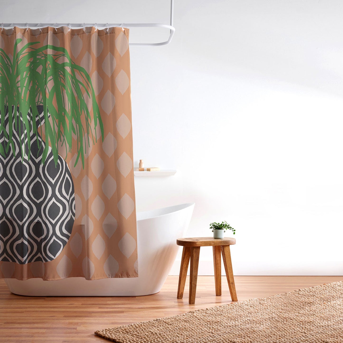 Coco de Paris Green plant retro style 3 Shower Curtain