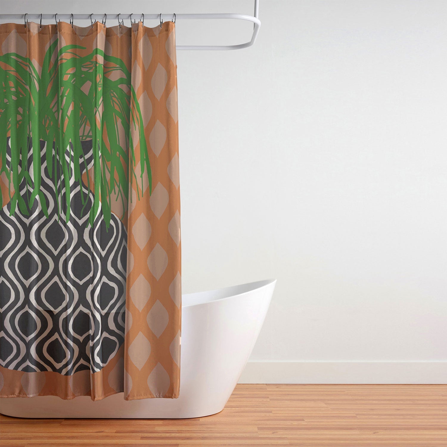 Coco de Paris Green plant retro style 3 Shower Curtain