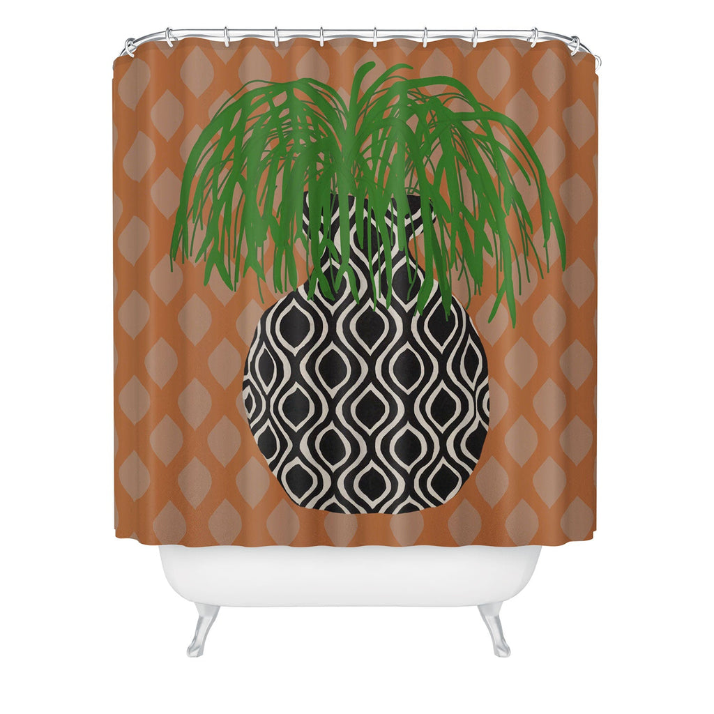 Coco de Paris Green plant retro style 3 Shower Curtain