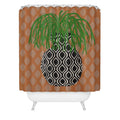 Coco de Paris Green plant retro style 3 Shower Curtain