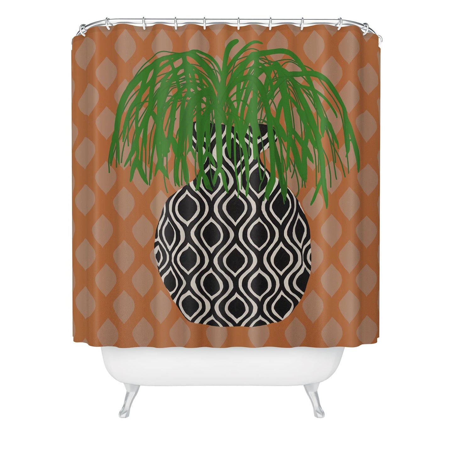 Coco de Paris Green plant retro style 3 Shower Curtain