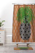Coco de Paris Green plant retro style 3 Shower Curtain And Mat