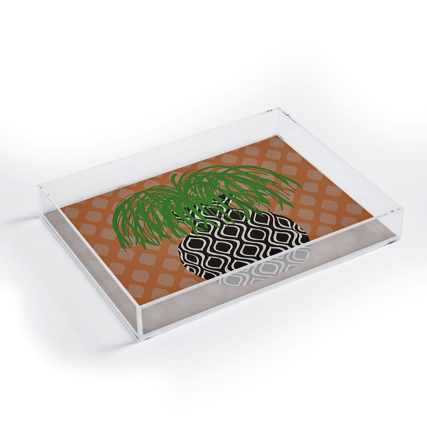 Coco de Paris Green plant retro style 3 Acrylic Tray