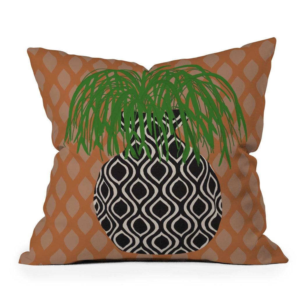 Coco de Paris Green plant retro style 3 Outdoor Throw Pillow