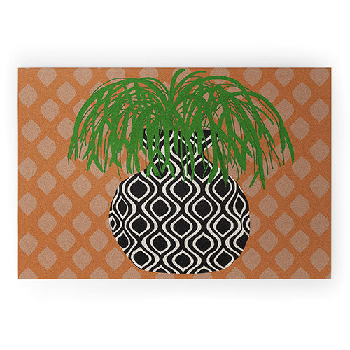 Coco de Paris Green plant retro style 3 Welcome Mat