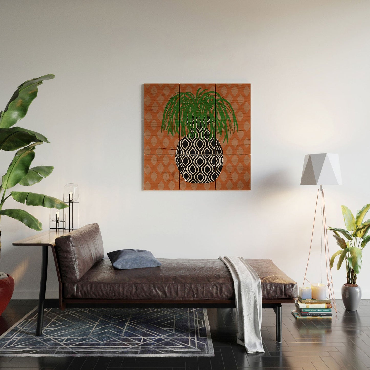 Coco de Paris Green plant retro style 3 Wood Wall Mural