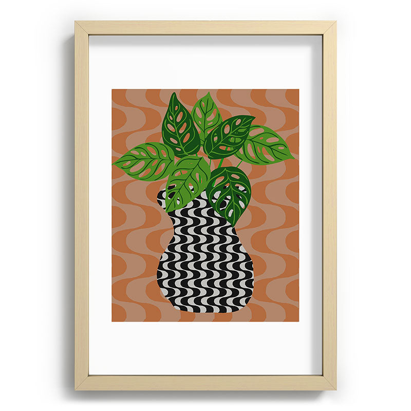 Coco de Paris Green plant retro style 4 Recessed Framing Rectangle