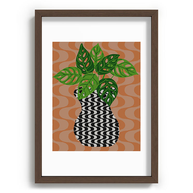 Coco de Paris Green plant retro style 4 Recessed Framing Rectangle