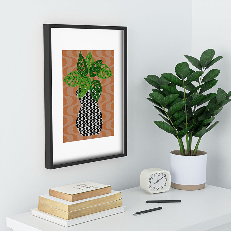 Coco de Paris Green plant retro style 4 Recessed Framing Rectangle