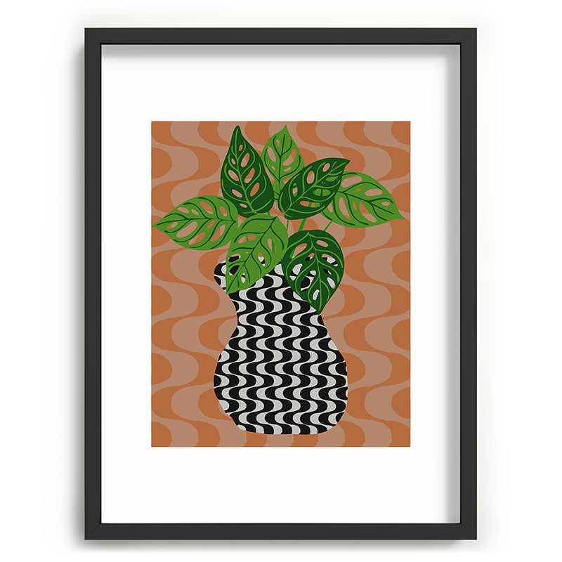 Coco de Paris Green plant retro style 4 Recessed Framing Rectangle