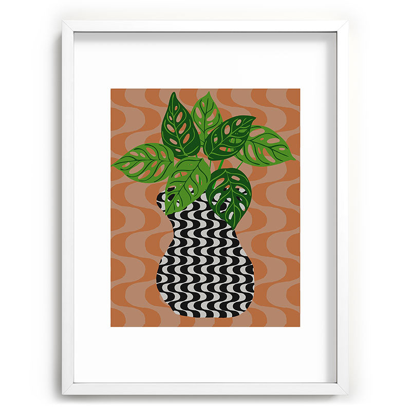 Coco de Paris Green plant retro style 4 Recessed Framing Rectangle