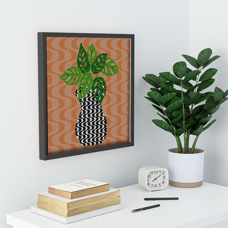 Coco de Paris Green plant retro style 4 Recessed Framing Square
