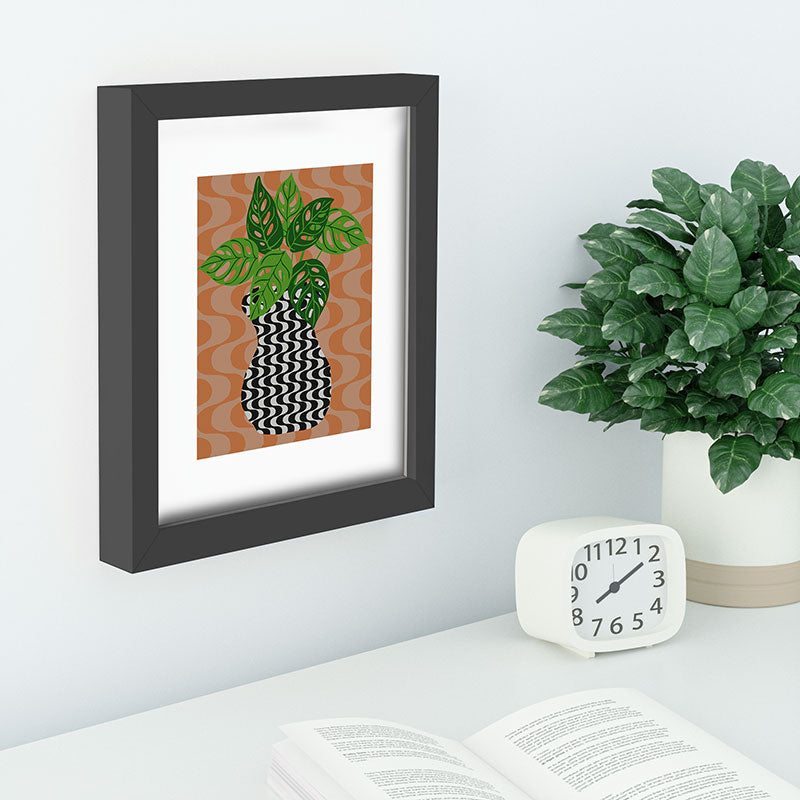 Coco de Paris Green plant retro style 4 Recessed Framing Rectangle