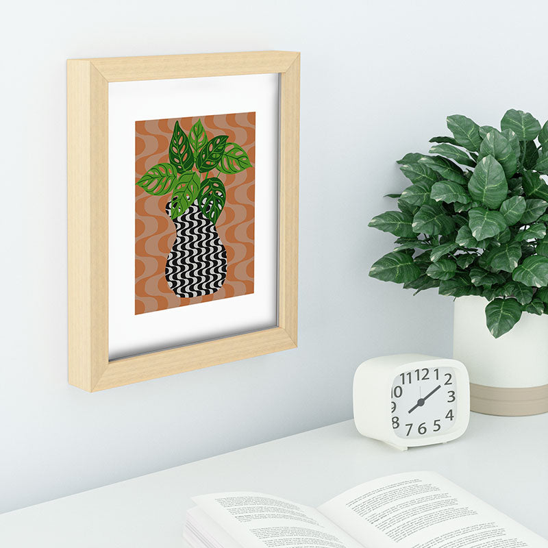 Coco de Paris Green plant retro style 4 Recessed Framing Rectangle