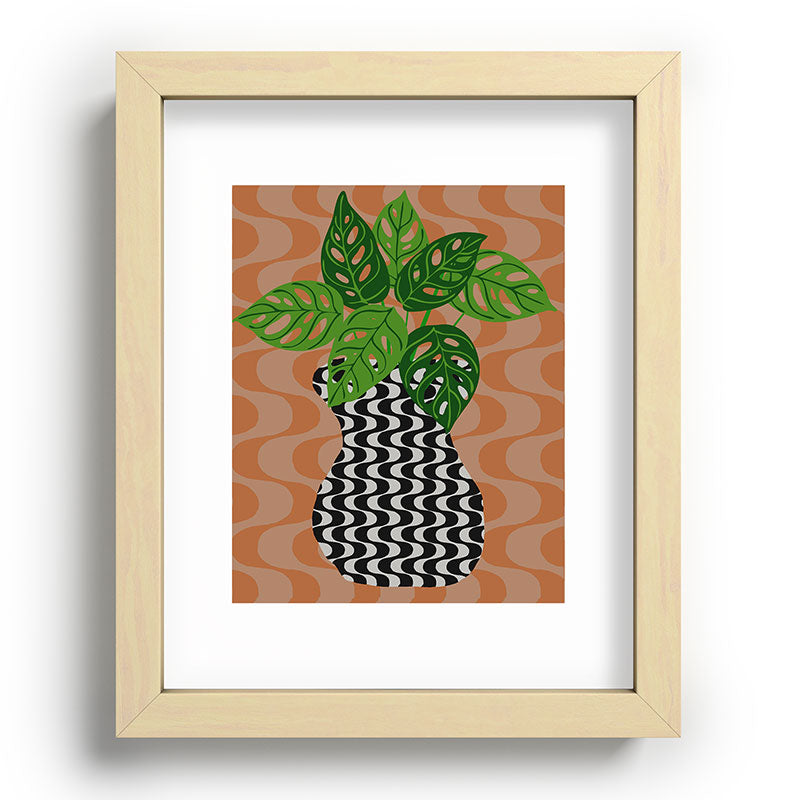 Coco de Paris Green plant retro style 4 Recessed Framing Rectangle