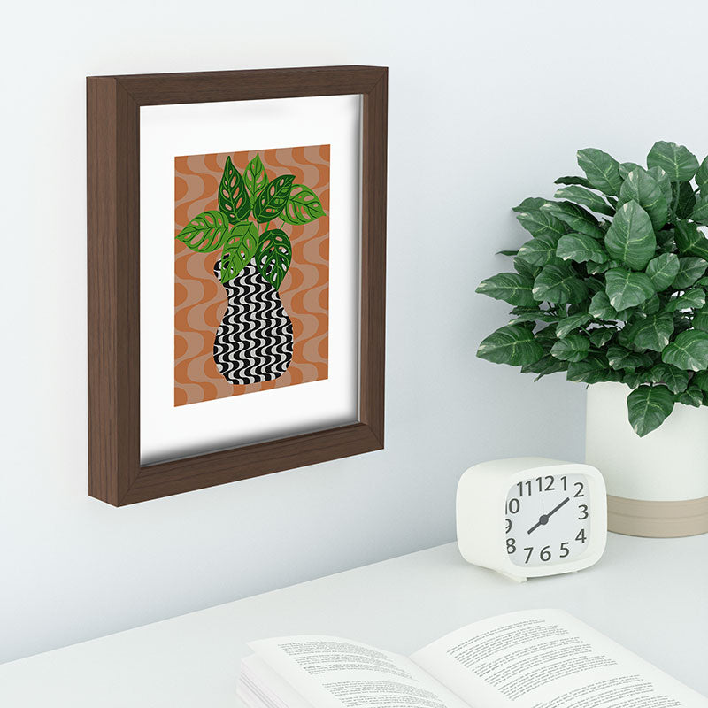 Coco de Paris Green plant retro style 4 Recessed Framing Rectangle