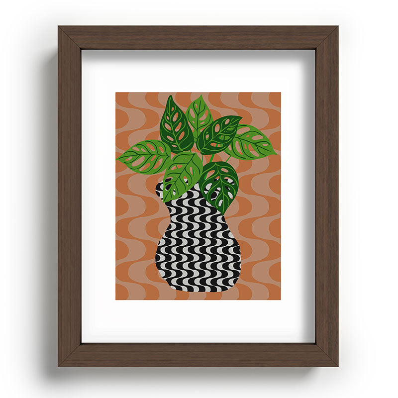 Coco de Paris Green plant retro style 4 Recessed Framing Rectangle