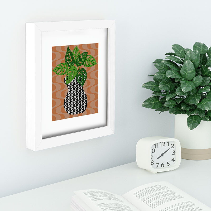 Coco de Paris Green plant retro style 4 Recessed Framing Rectangle