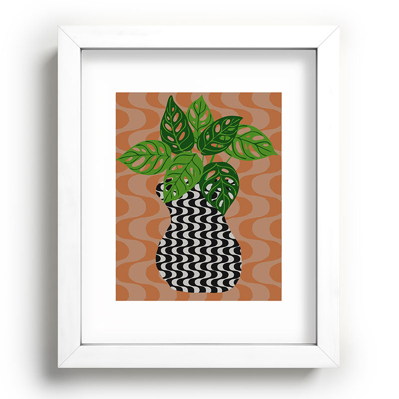 Coco de Paris Green plant retro style 4 Recessed Framing Rectangle
