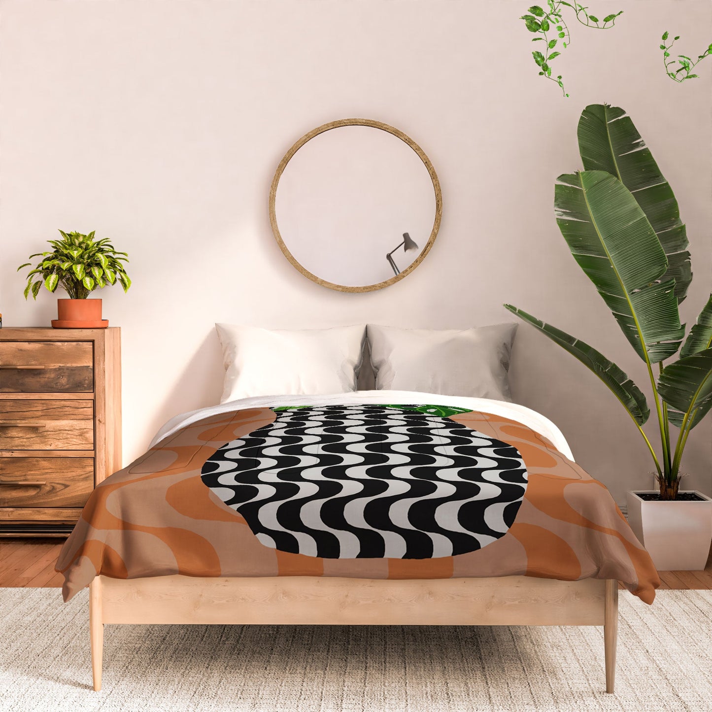 Coco de Paris Green plant retro style 4 Comforter
