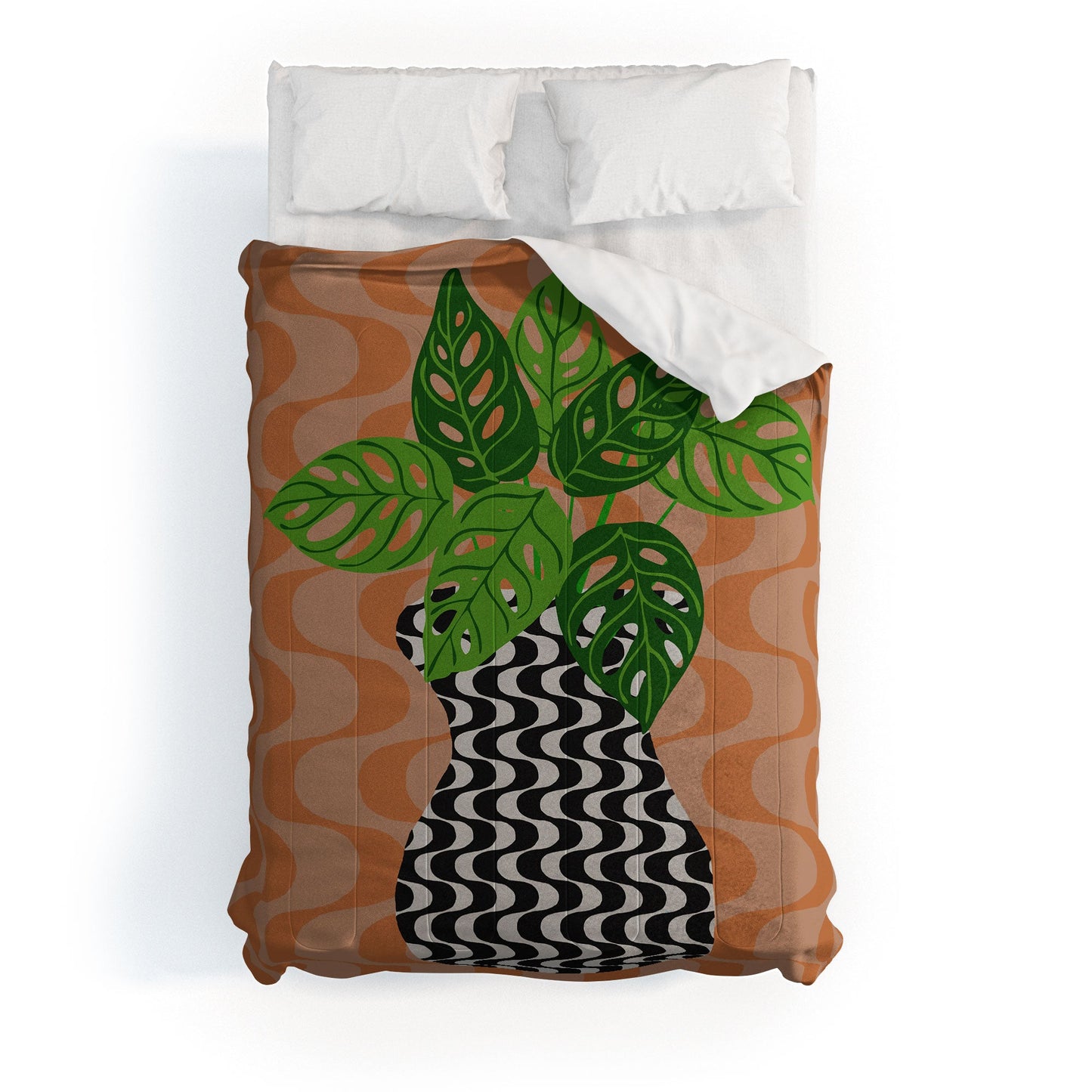 Coco de Paris Green plant retro style 4 Comforter