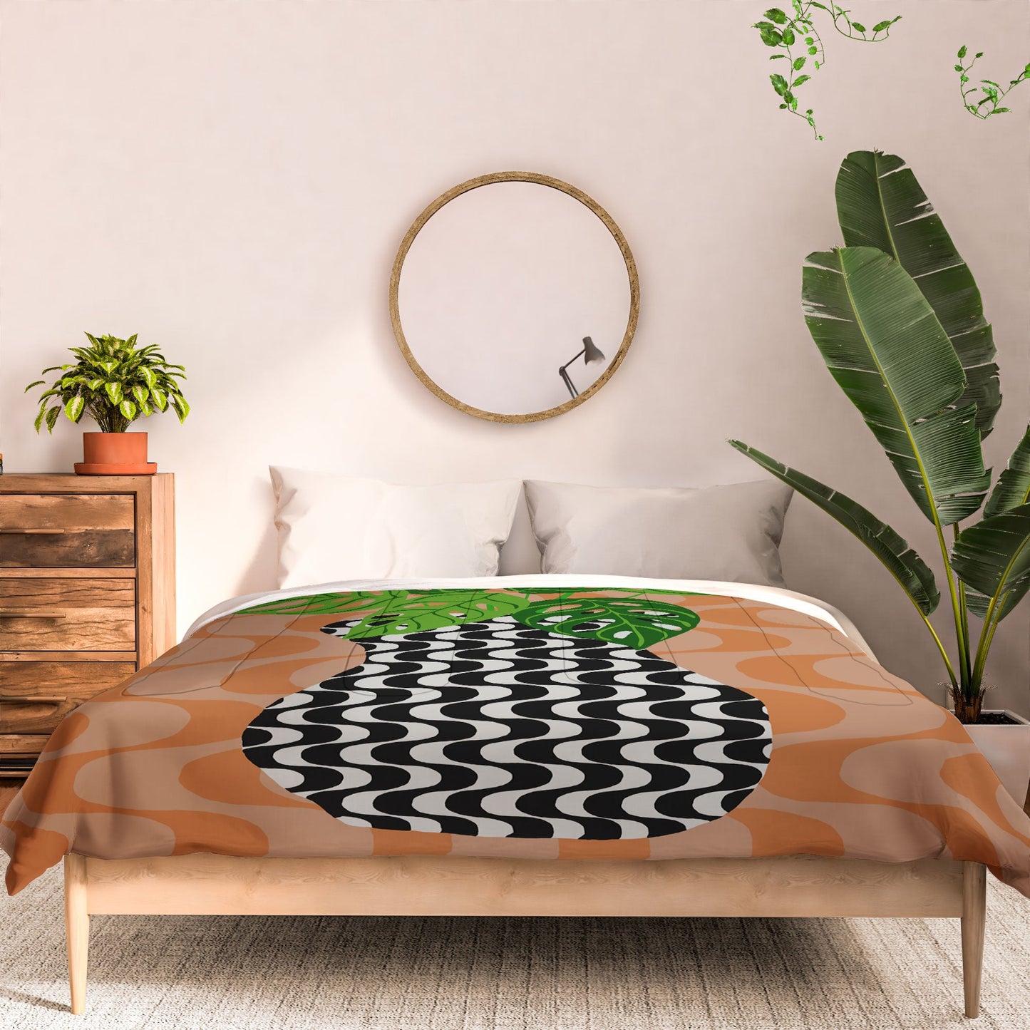 Coco de Paris Green plant retro style 4 Comforter
