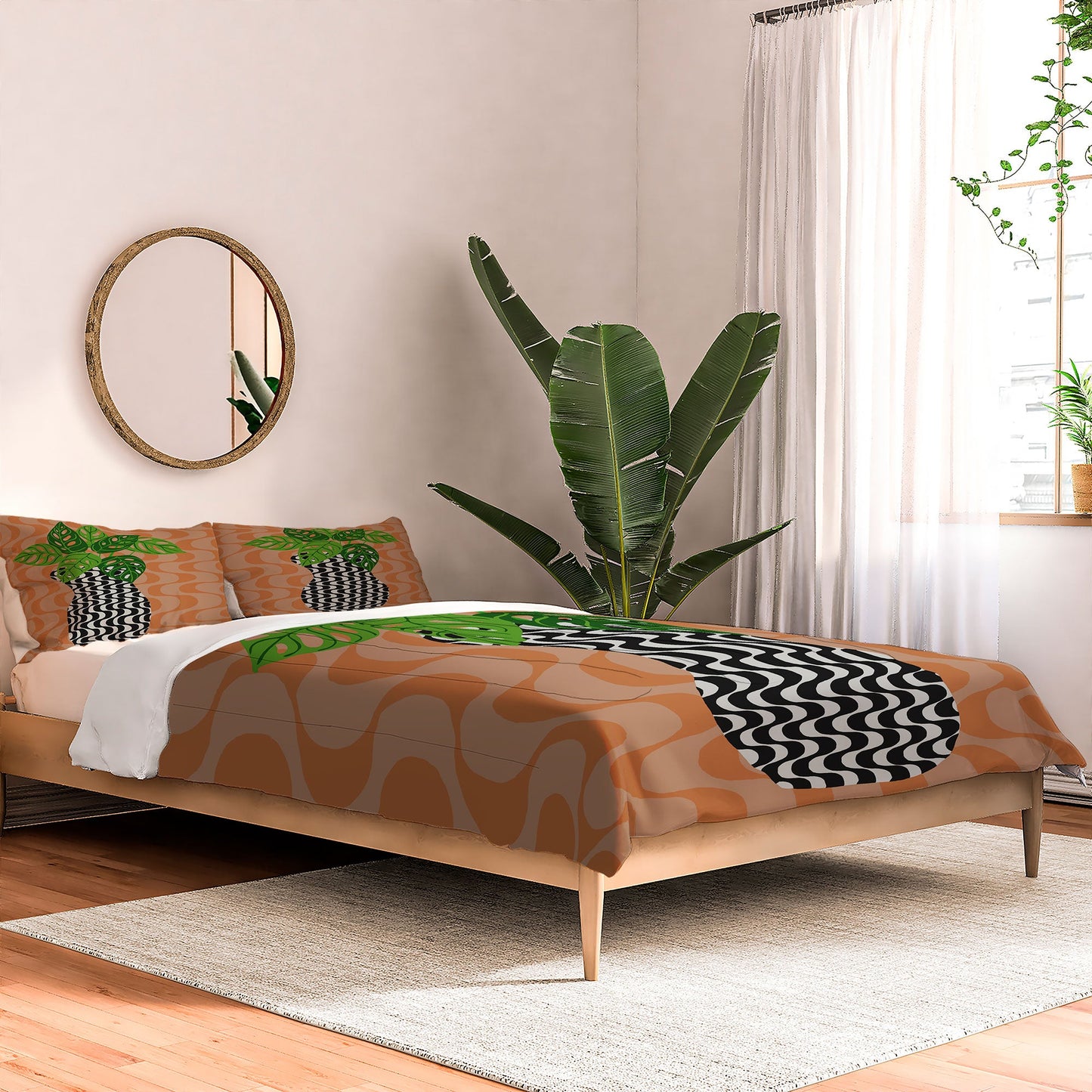 Coco de Paris Green plant retro style 4 Comforter