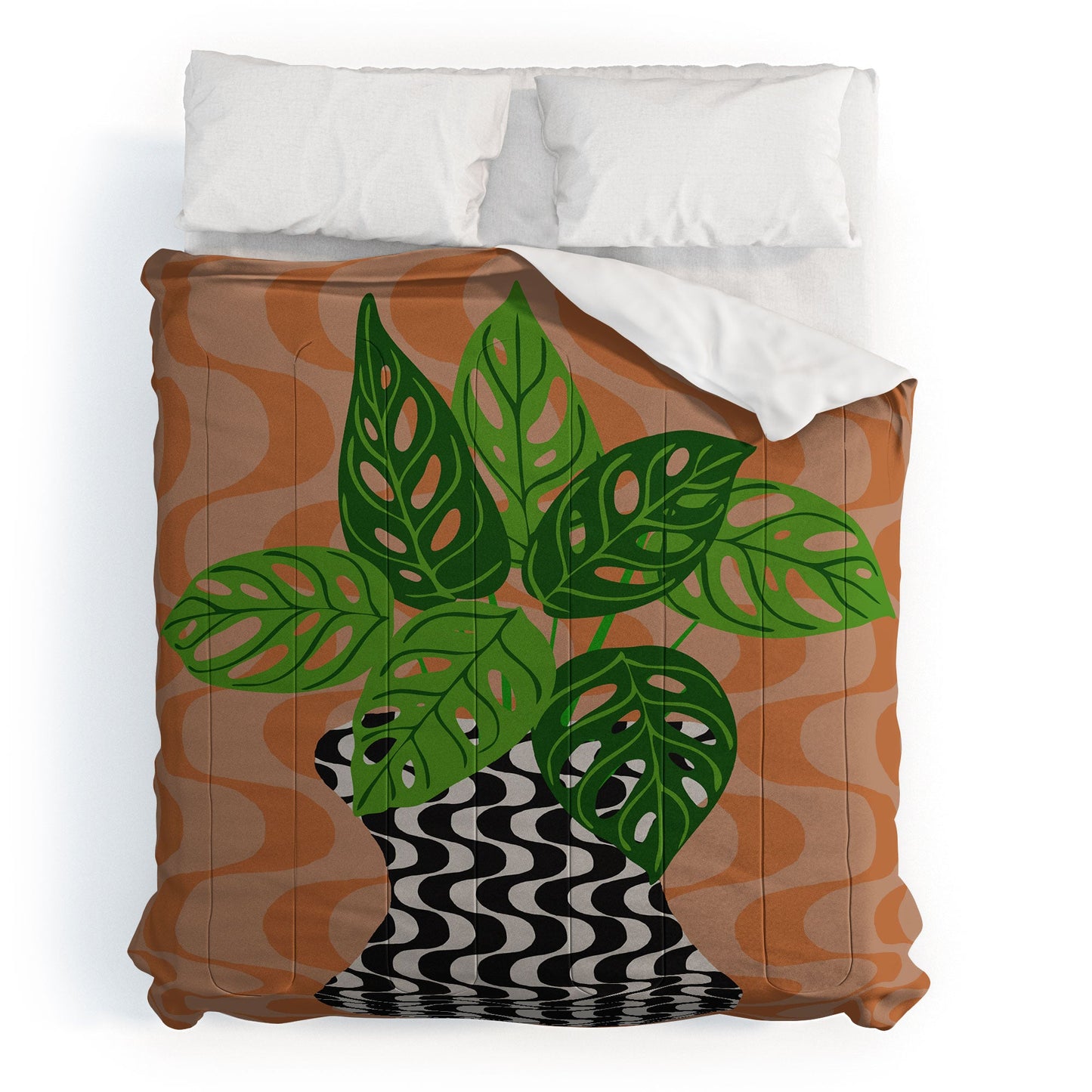 Coco de Paris Green plant retro style 4 Comforter