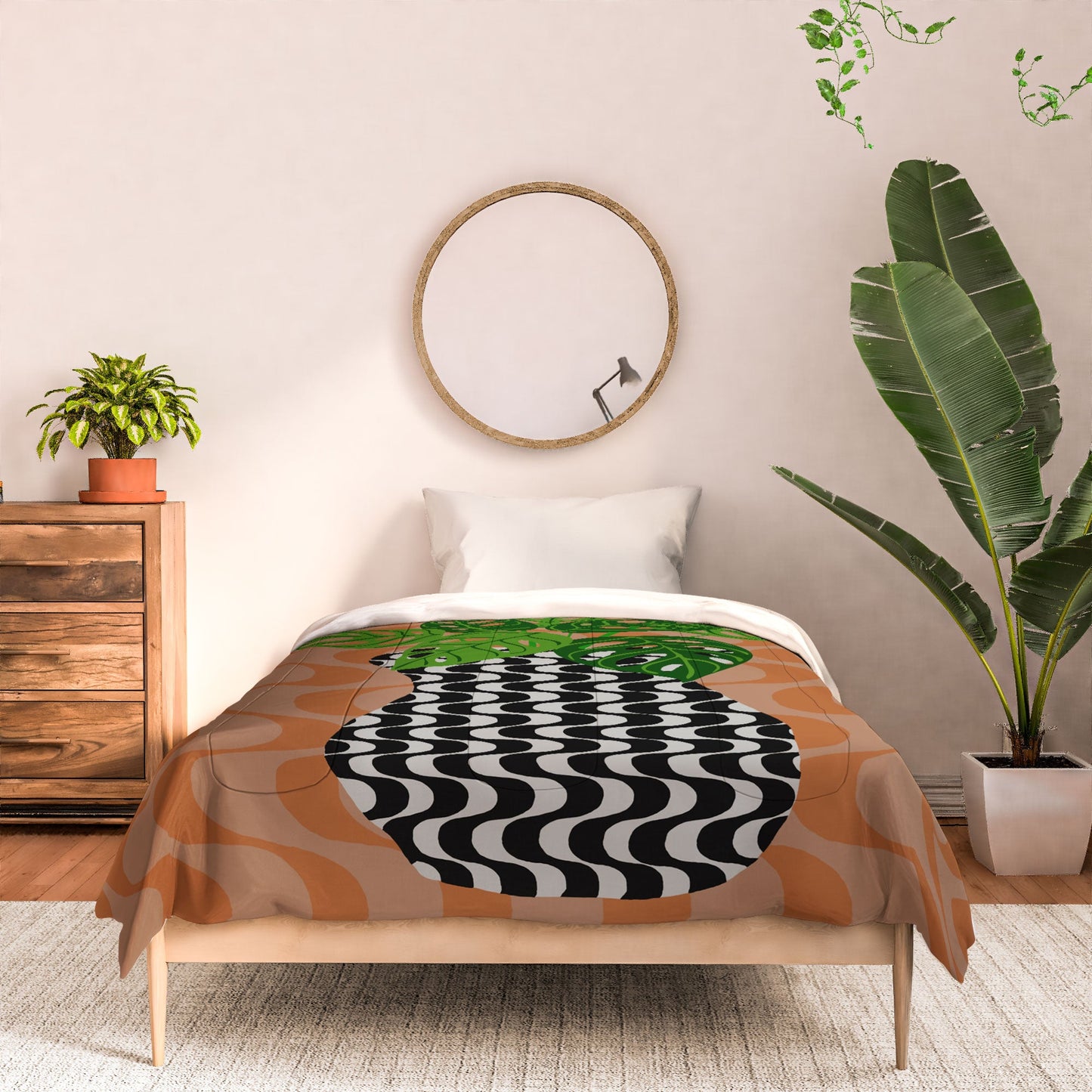 Coco de Paris Green plant retro style 4 Comforter