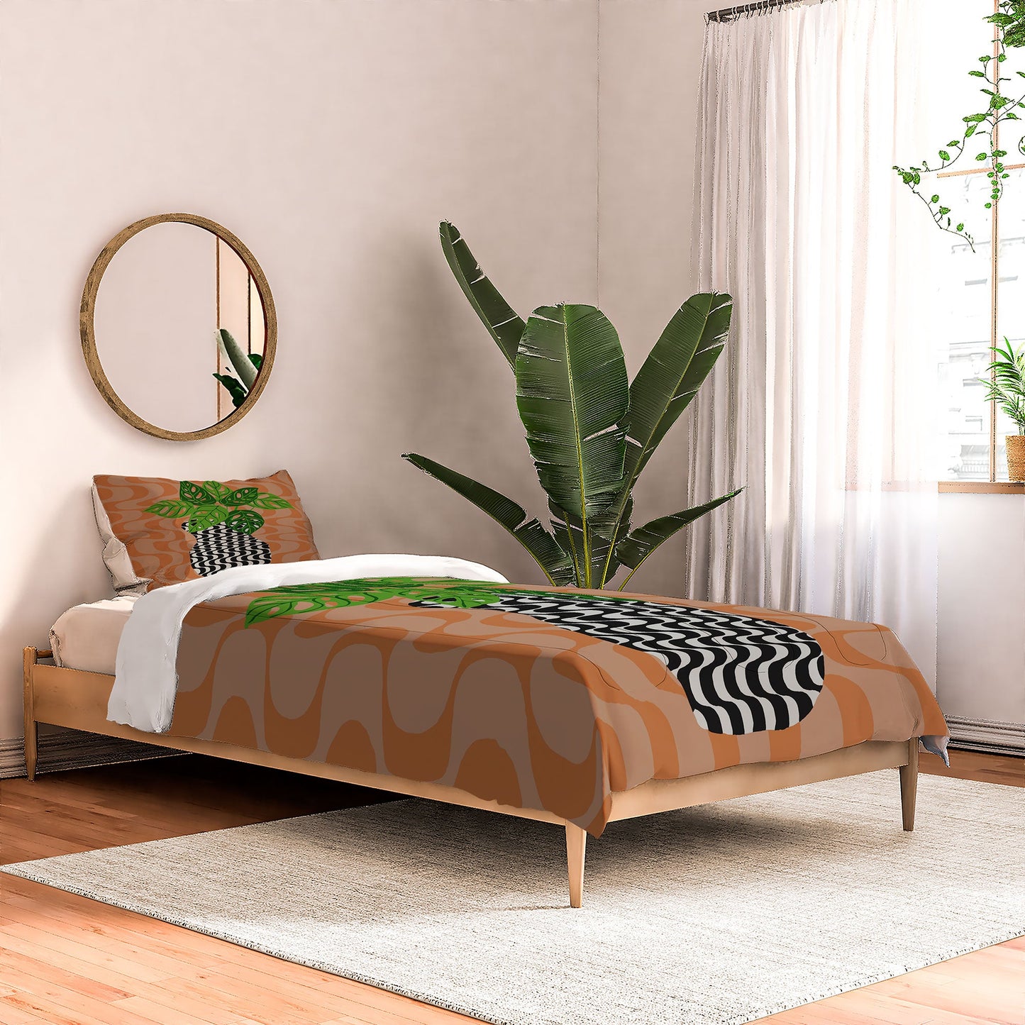 Coco de Paris Green plant retro style 4 Comforter