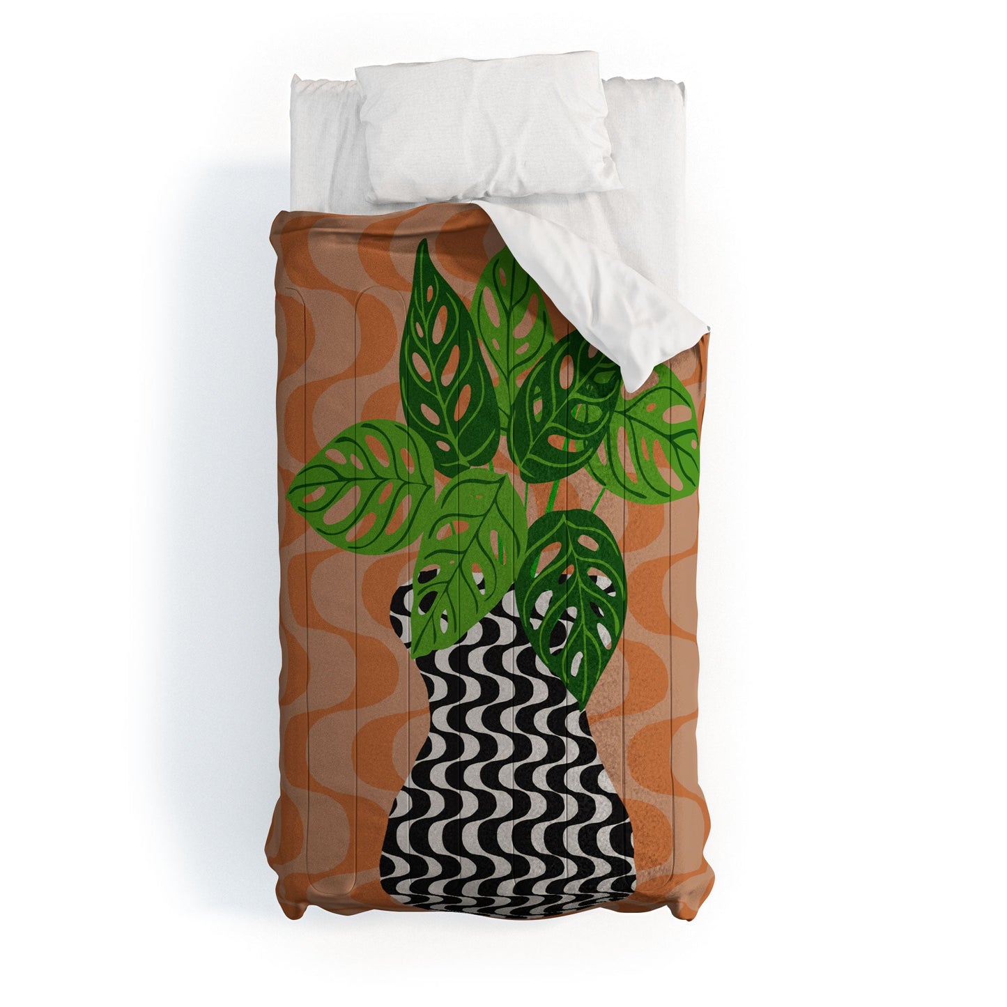Coco de Paris Green plant retro style 4 Comforter