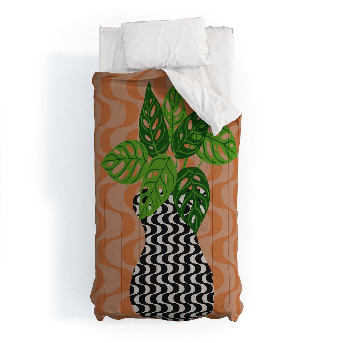 Coco de Paris Green plant retro style 4 Comforter
