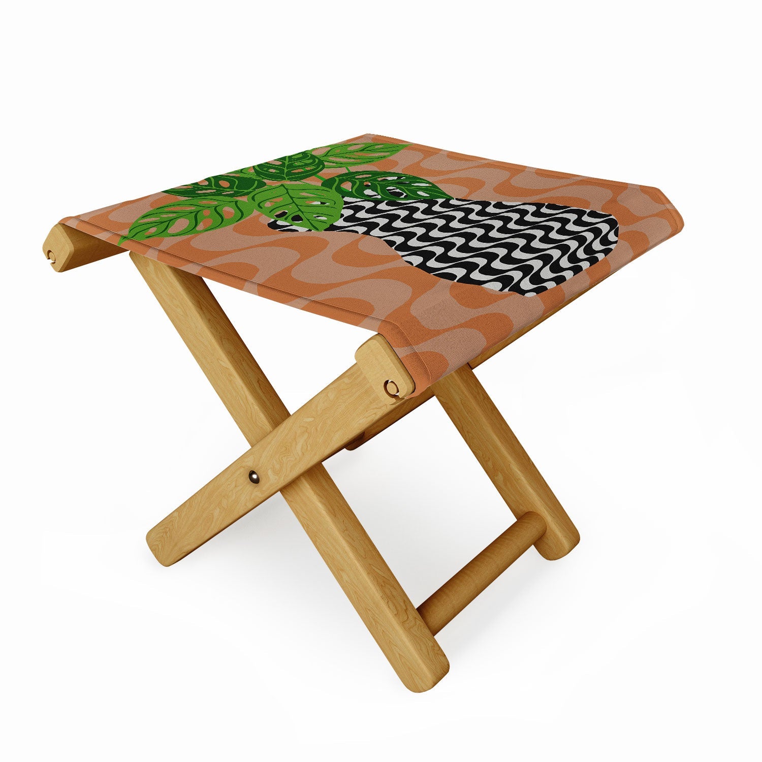 Coco de Paris Green plant retro style 4 Folding Stool