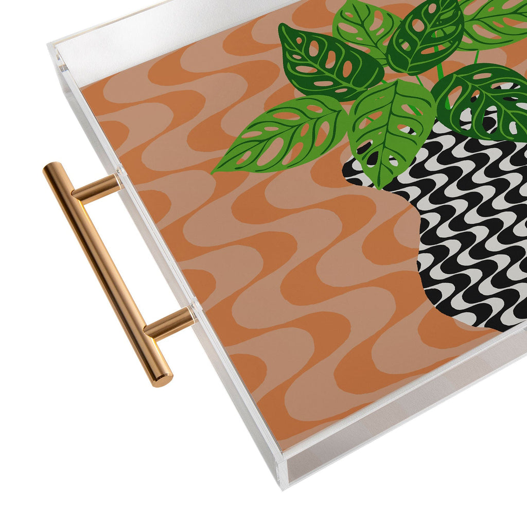 Coco de Paris Green plant retro style 4 Acrylic Tray