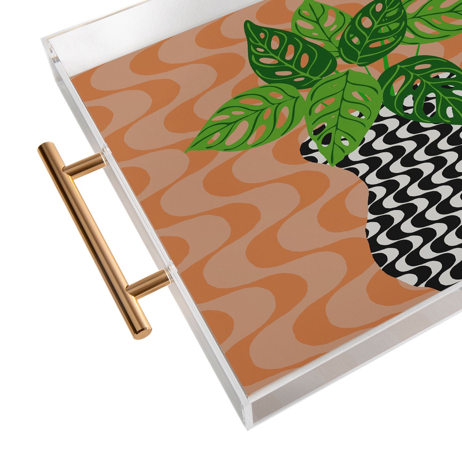 Coco de Paris Green plant retro style 4 Acrylic Tray