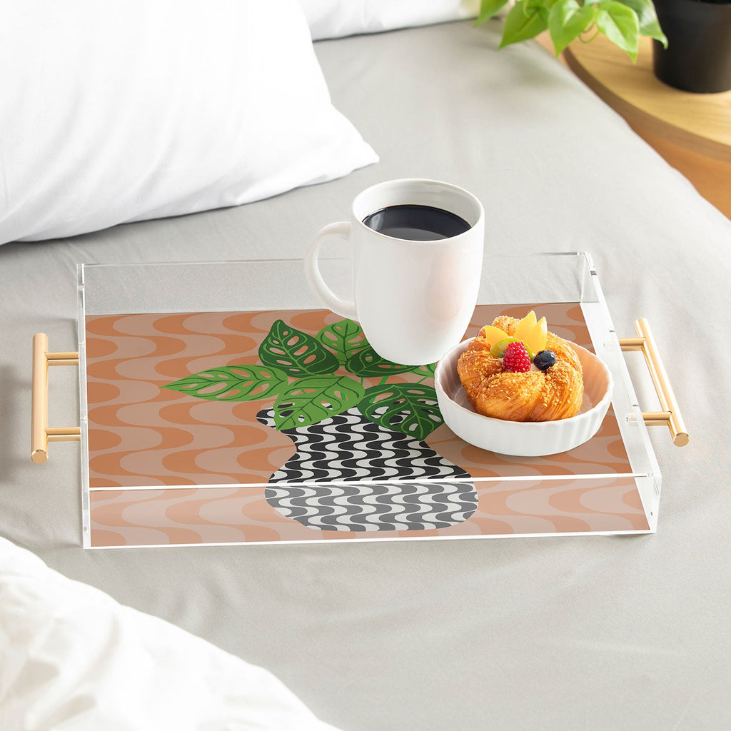 Coco de Paris Green plant retro style 4 Acrylic Tray