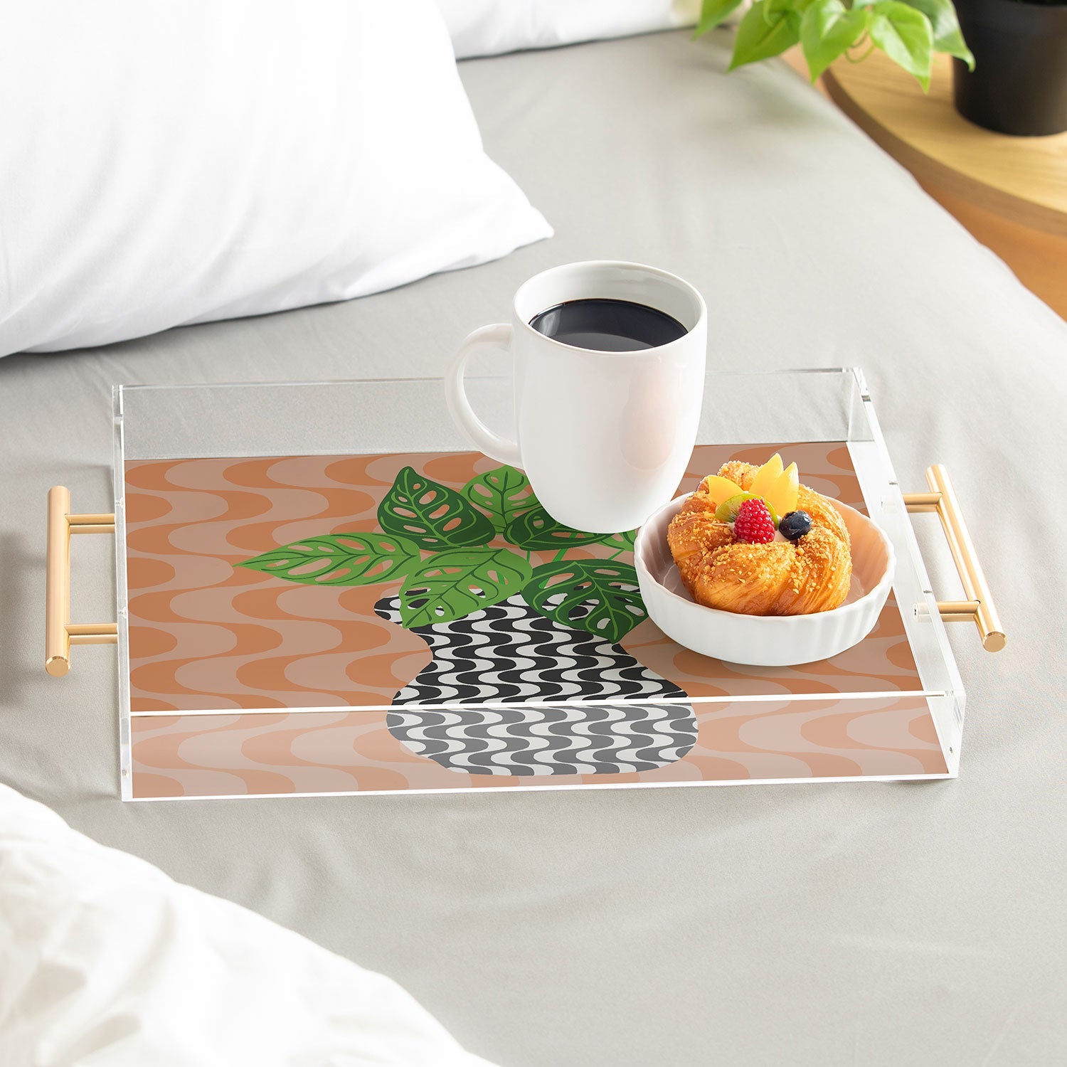 Coco de Paris Green plant retro style 4 Acrylic Tray