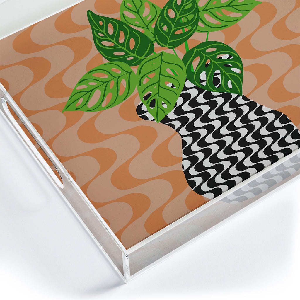 Coco de Paris Green plant retro style 4 Acrylic Tray