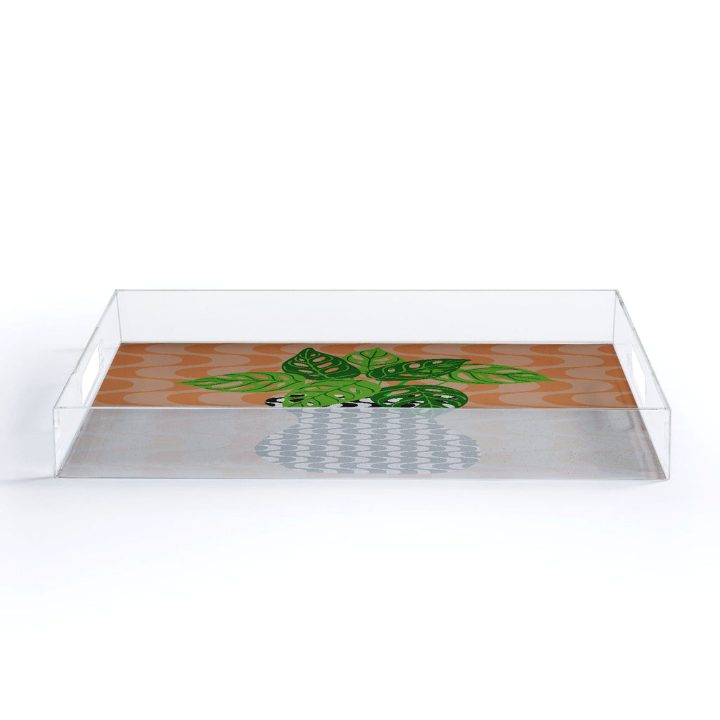 Coco de Paris Green plant retro style 4 Acrylic Tray
