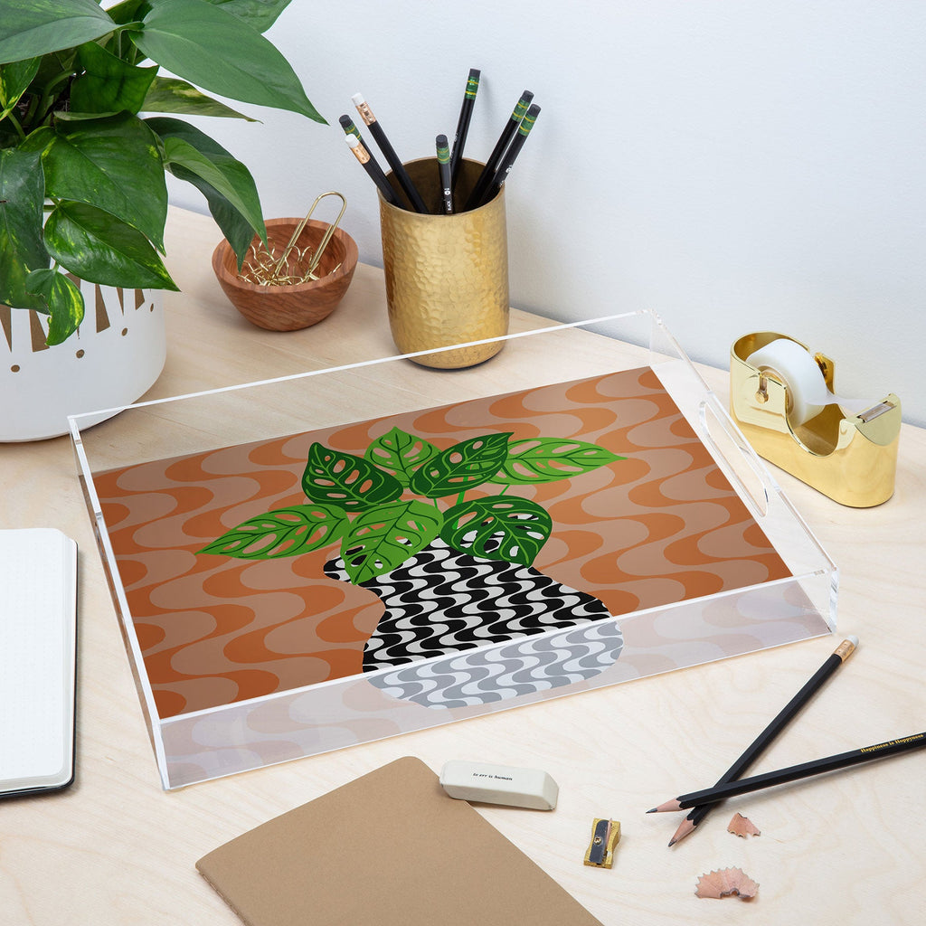 Coco de Paris Green plant retro style 4 Acrylic Tray